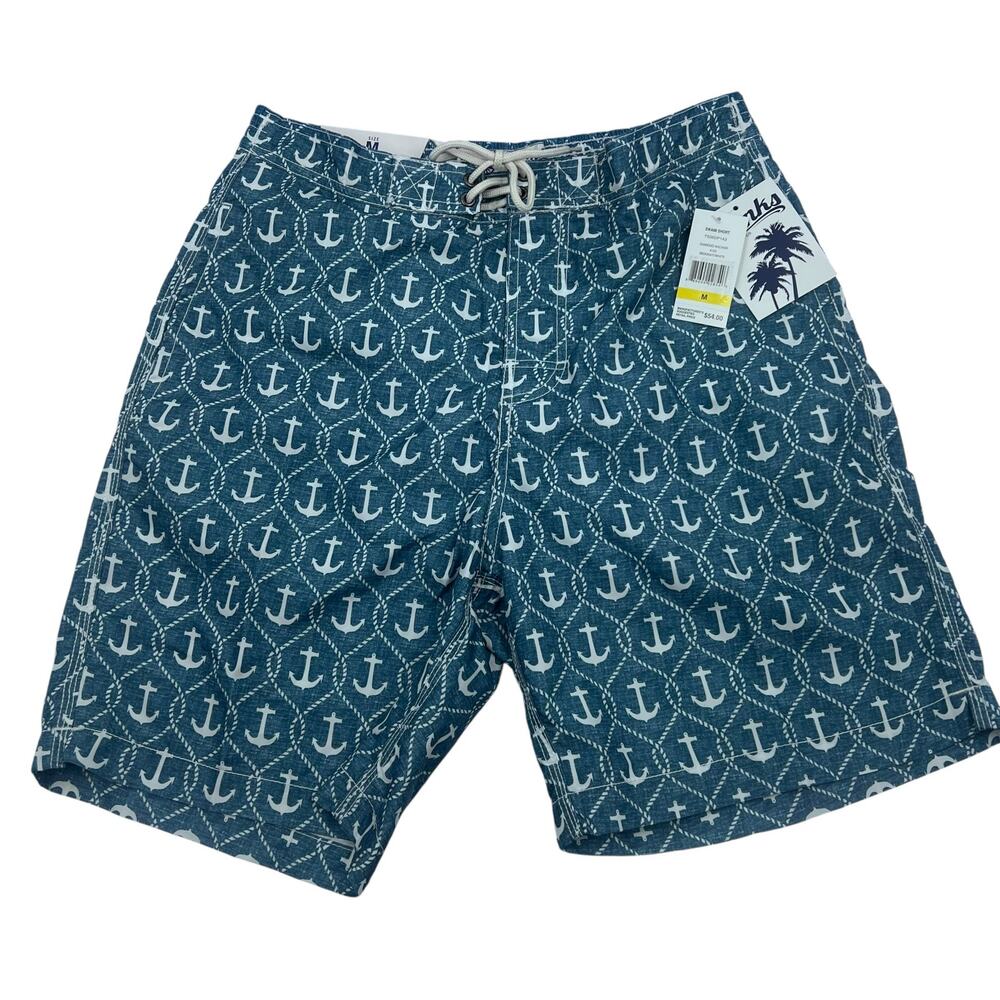 NWT Beach Vacation Trunks Surf & Swim Diamond Anchor Quick Dry Swami Shorts Sz M